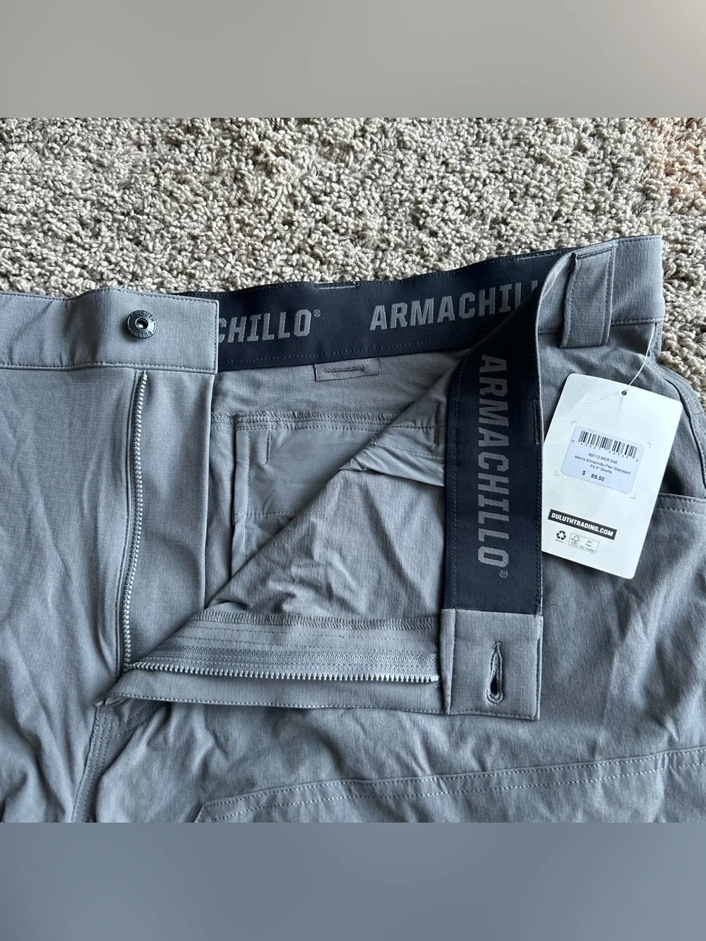 $89 NWT Duluth Trading Armachillo Shorts Mens 48x9 Gray Flex Standard Fit Cargo